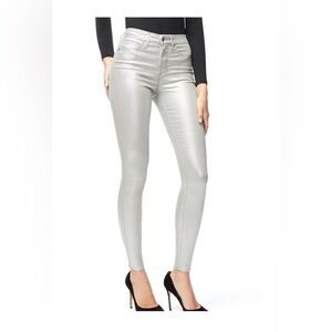 Good American Jeans Disco Metallic Coates Silver Skinny High Waist 4/27